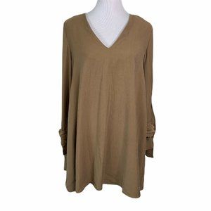 DO + BE Brown Long Wrap Sleeve Cuffs Boho Dress